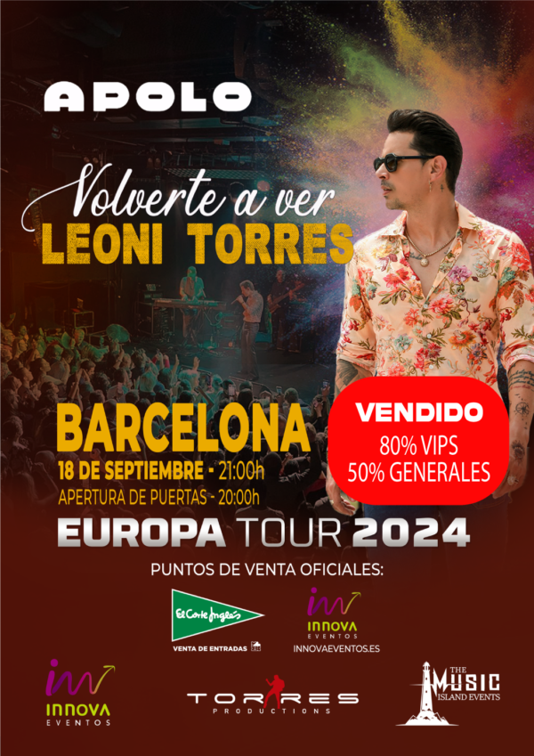 Concierto Leoni Torres en Barcelona 18 septiembre Concierto Leoni Torres Barcelona 18 septiembre