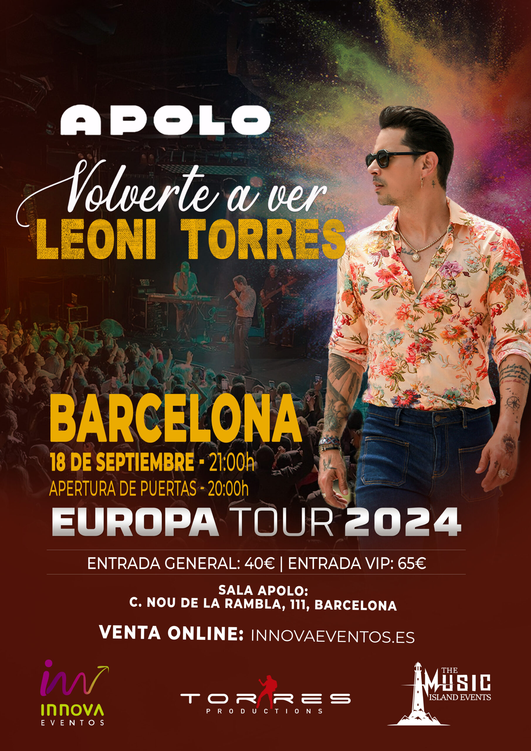 Leoni Torres Barcelona – Entrada VIP – 18/09/2024