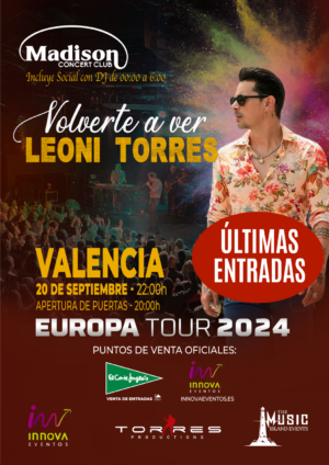 Concierto Leoni Torres Valencia 20 septiembre - Entrada General