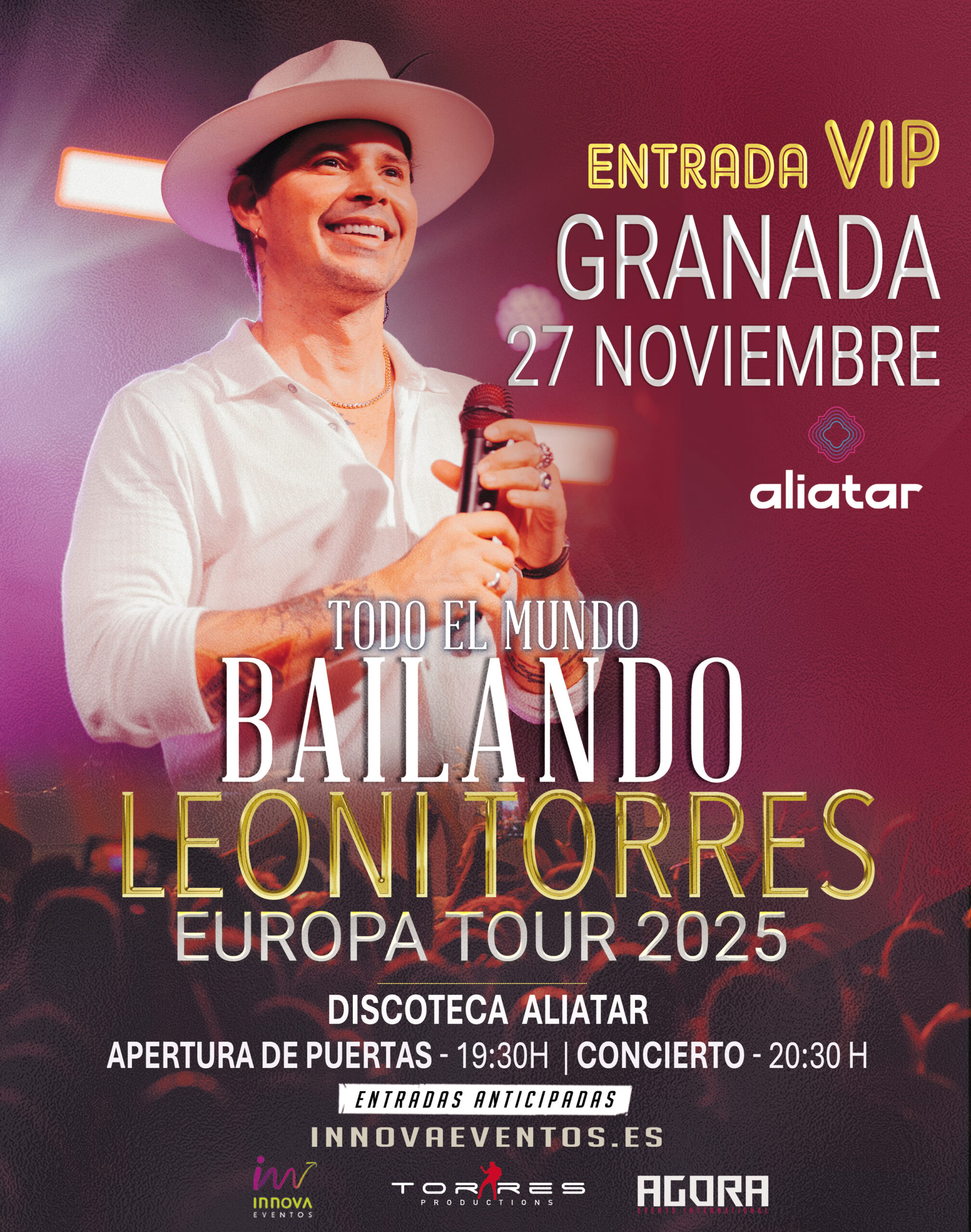 Leoni Torres en Granada – 27 de noviembre (entrada VIP)