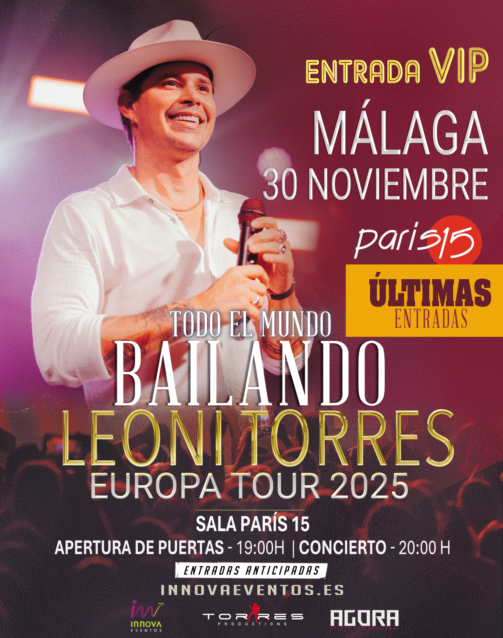 Leoni Torres en Málaga – 30 de noviembre (entrada VIP)