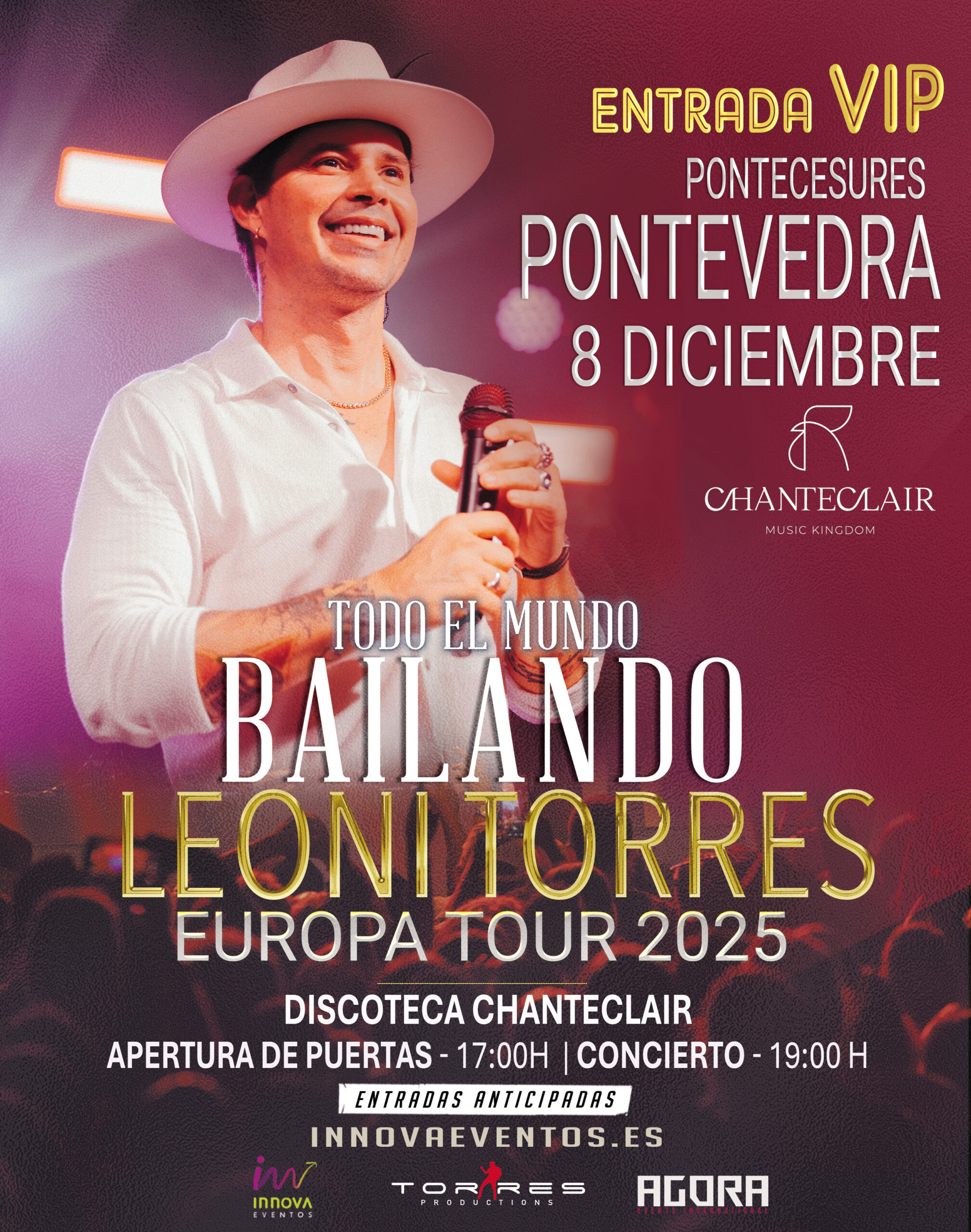 Leoni Torres en Pontevedra (Pontecesures) – 8 de diciembre (entrada VIP)
