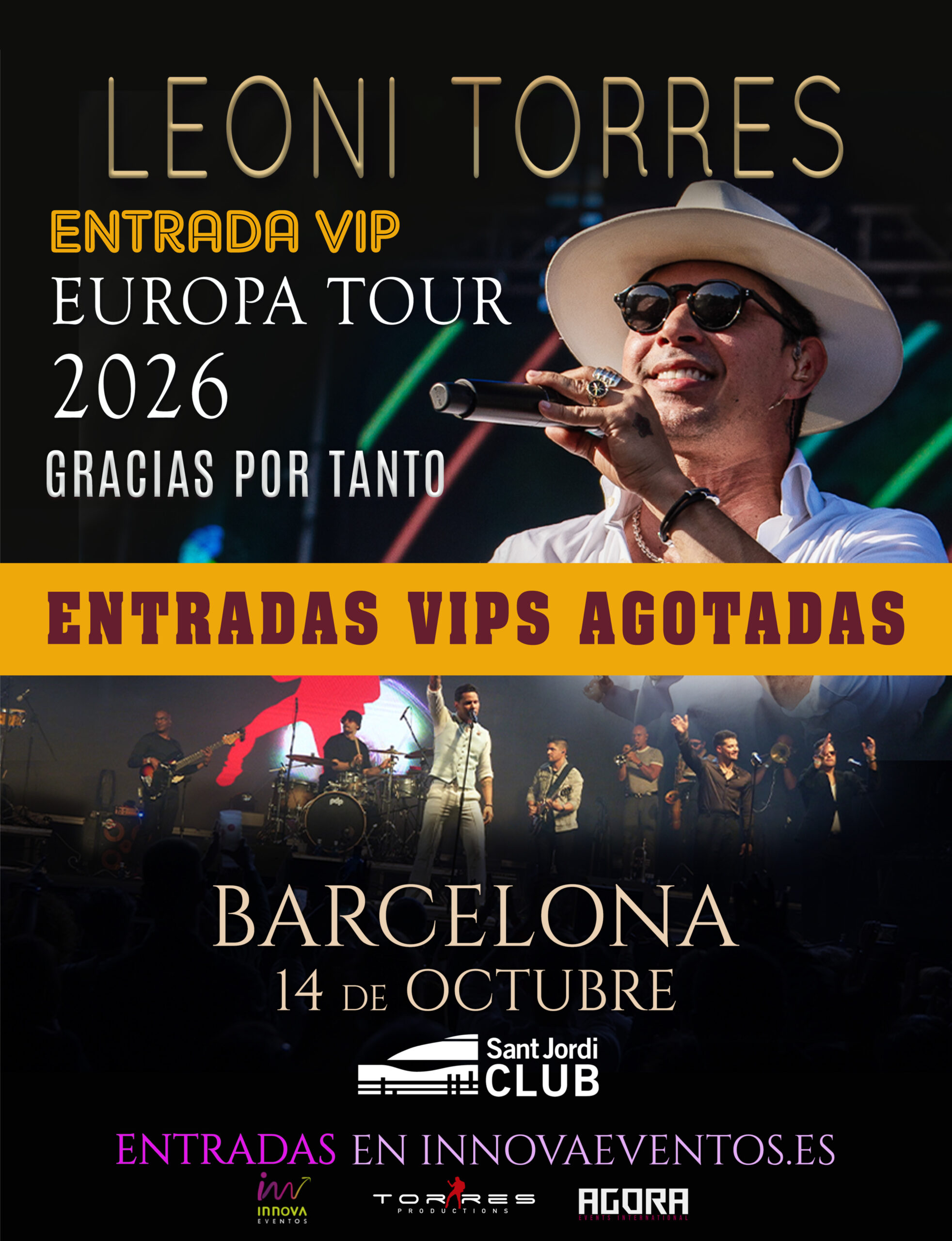 Leoni Torres en Barcelona 2026 - 14 de octubre - VIPS AGOTADAS